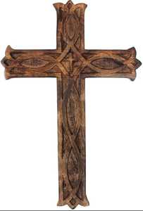 Croix murale en bois sculptée à la main, style rustique, décoration religieuse pour salon et mur de prière, best-seller, en vente - Product Image 6