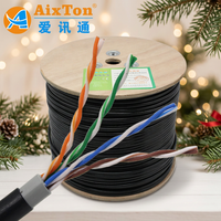 Câble UTP Cat5e extérieur AixTon, cuivre pur, 24AWG, 2/4 paires, 305m/1000ft, diamètre 0,5mm, EXTÉRIEUR