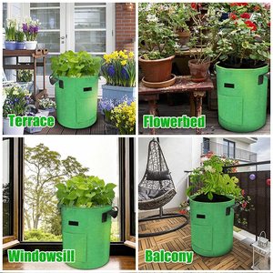 Macetas de tela transpirable ecológicas de 5/7/10 galones, bolsa de cultivo de patatas de jardín con estampado de logotipo personalizado con asa 100% respetuosa con las plantas - Product Image 3