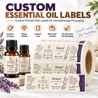 Étiquettes personnalisées pour huiles essentielles, autocollantes en rouleau, en BOPP blanc, résistantes à l'huile, pour bouteilles d'aromathérapie avec impression résistante à l'huile