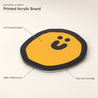 Sous-verre en acrylique personnalisé avec visage de dessin animé, 9 cm, imprimé UV, sous-verre rond pour la décoration de la table à café
