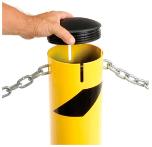 Ağır Hizmet Tipi Çelik Güvenlik Delineği, Zincir Yuvaları ve Çıkarılabilir Üst Kapaklı Otopark Bariyeri 5.5"D <span class=keywords><strong>X</strong></span> 24"H - Product Image 4