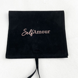 Custom Logo Printed Brown Velvet Envelope Pouch Jewelry Gift Pouch with Ribbon Luxury Velvet Envelope <b>Bag</b> <b>Dust</b> <b>Bag</b> for Handbag - Product Image 4