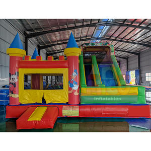 Château gonflable combiné Mico Factory en PVC, grand château gonflable de dessin animé avec toboggan, capacité de 300 à 500 kg pour les fêtes en intérieur/extérieur - Product Image 1
