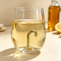 Verres à vin sans pied personnalisés avec logo, verre à vin 3D avec paillettes dorées en forme de canne à sucre à l'intérieur, verre à boire de Noël soufflé à la main
