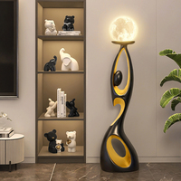 Lampe sur pied en résine moderne, sculpture de lune luxueuse, éclairage décoratif nordique pour villa, hôtel, salon