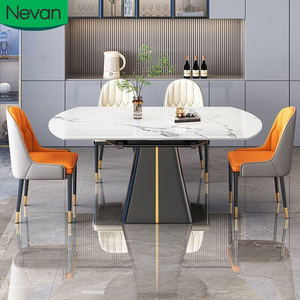 Hot Sale Modern High End Smart Convertible Rectangular to Round <b>Extendable</b> Large Stone <b>Dining</b> <b>Table</b> for Hotel Use JCJJ-818# Ston - Product Image 1
