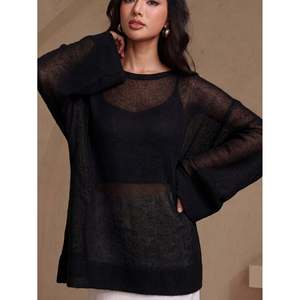 Pull décontracté à épaules tombantes marron café pour femmes - Product Image 1