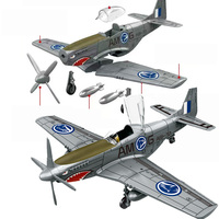 Модель самолета P-51 Mustang 1/35, игрушечный истребитель, исторический самолет времен Второй мировой войны, набор строительных блоков для сборки бомбардировщика.