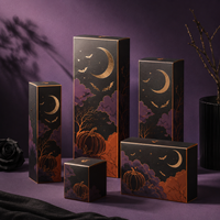 Boîte en carton rigide kraft avec impression de motifs d'Halloween personnalisés, petit carton auto-pliant en papier pour parfums et cosmétiques