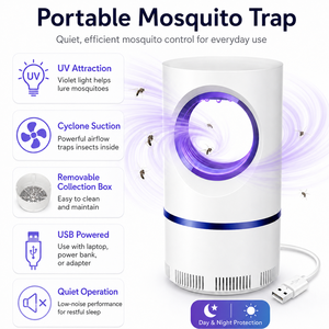 Lampada Antizanzare Grigia a Luce UV LED Solare Trappola per Mosche e Insetti Repellente - Product Image 2
