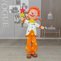 Statue de clown grandeur nature en résine de fibre de verre, design mignon de dessin animé, imperméable, décoration pour événements et parcs