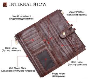 AndoBag Genuine Leather Long <b>Wallet</b> <b>for</b> <b>Men</b> <b>RFID</b> Blocking Top Layer Cowhide Cow Leather Buckle Zipper Purse Clutch Bag - Product Image 4