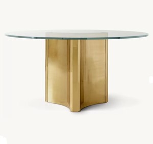 Mesa de Comedor Dalton, Diseño de Lujo, Base de Acero Inoxidable Niquelado, Cubierta de Vidrio Templado, <span class=keywords><strong>para</strong></span> Uso en Hogar, Hotel o Villa - Product Image 2