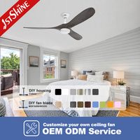 Ventilateur de plafond 1stshine avec lames en bois massif, qualité durable, design élégant, qualité professionnelle, commande par application intelligente, avec lumière LED