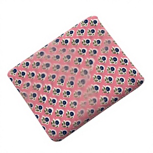 Funda de Cojín de Tela de Algodón Estampada a Mano con Flores Rosas y Azules, Material Textil Tejido para el Hogar - Product Image 1