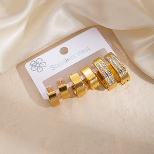 Neue Modische Edelstahl-Ohrringe mit Diamantbesatz im Europäisch-Amerikanischen Stil, Luxuriöse und Vielseitige Ohrringe für Damen - Product Image 3