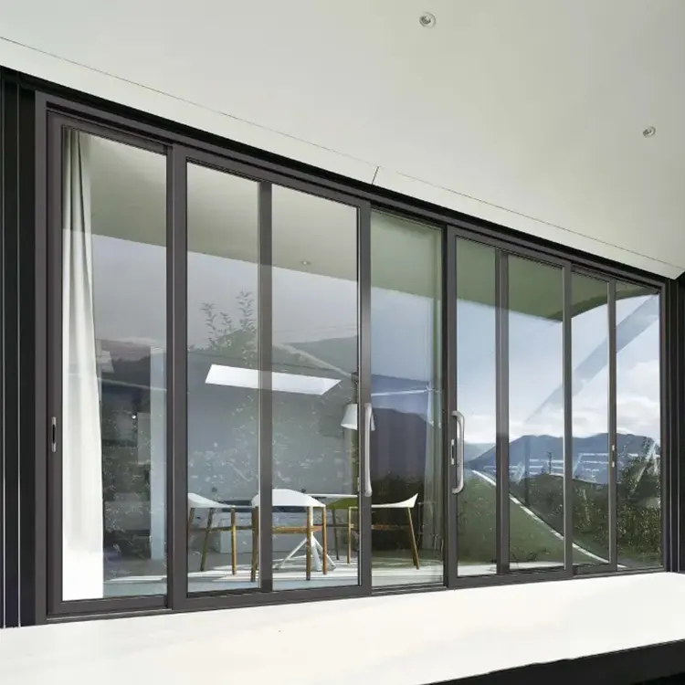 Puerta y ventana de aluminio modernas, puerta corredera de cristal de aluminio de lujo personalizada para el hogar, villa, apartamento, interior, comedor