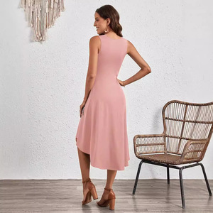 Nuovo Abito Estivo da Donna Streetwear Senza Maniche a Tinta Unita, Linea ad A, Plissettato, Lunghezza <span class=keywords><strong>Midi</strong></span>, Stile Europeo Americano per il Commercio Transfrontaliero - Product Image 3