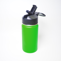 Tragbare Grüne Wasserflasche mit Strohhalm-Deckel & Tragering Auslaufsichere Reiseflasche 350ml Doppelwandige Vakuumisolierte Flasche