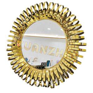 Hiện đại sang trọng vàng thép không gỉ tường gương tùy chỉnh lớn Vanity cưới nghệ thuật Deco phục sinh thanh mitzvah thân thiện với môi Salon trang trí nội thất - Product Image 4