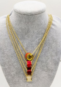 Colgante de acetato de tono dorado antiguo de moda con cadena de oro de concha de tortuga collar de eslabones de Tokio con Material de resina de perla - Product Image 4
