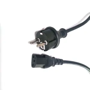 Replacement straight Schuko Cee 7/7 EU Plug H07RN-F 3G 1.5mm2 power cord to stripped female end or C13 female end 2m 3m