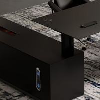 Scrivania Direzionale Moderna di Lusso per Ufficio, Tavolo da Lavoro Regolabile per Computer, Nero, per Casa e Ufficio, Scrivania per CEO