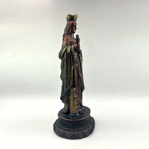 Statues Religieuses Artisanales en Polyrésine - <span class=keywords><strong>Figurine</strong></span> Sainte Barbe en Bronze avec Tour, Épée et Feuille de Palmier - Product Image 5