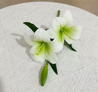 Bunga Lily Sutra 3D Real-Touch 2-Kepala, Bunga Tiruan Populer untuk Pernikahan, Hari Valentine, Paskah, Dekorasi Rumah