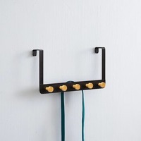 Porte-manteau et porte-clés multifonctionnel industriel rustique en fer et perles de bois, sans perçage, pour porte