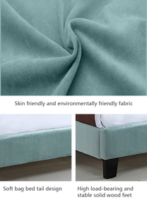 Factory Wholesale Tufted Velvet <b>Bed</b> <b>Frame</b> Queen Size Upholstered <b>Platform</b> <b>Bed</b> with Button Tufted Headboard for Bedroom Furniture - Product Image 4