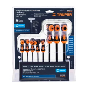 Set di 8 chiavi a brugola Extra lunghe MM con manico a T e scatola a sfera da 4 unità-chiavi esagonali in acciaio di grado industriale tipo punta Torx - Product Image 2