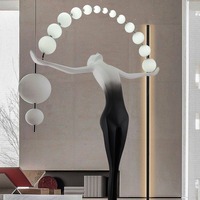 Lampe de sol LED en forme de sculpture humanoïde asiatique tenant une boule, grande, verticale, pour jardin, en ABS, lumière blanc chaud, Ra80, garantie 2 ans