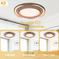 Ventilateur de plafond sans pales à encastrer, forme vague, avec anneau multicouche, éclairage LED dimmable, moteur DC silencieux et télécommande pour chambre à coucher