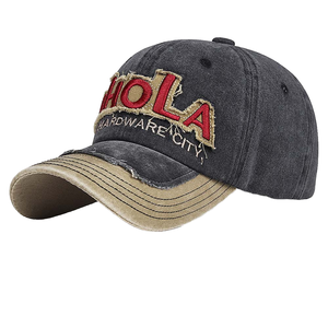 Color Matching Two Tone Sporty Twill <b>Baseball</b> <b>Caps</b> Vintage Distressed 6 Panel Construction Embroidered Alphabet Patch Trucker - Product Image 1