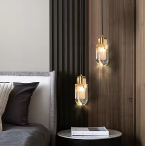 Zeal Lighting Tendering Minimalist <b>Small</b> Bedroom Bedside Pendant <b>Light</b> Gold Crystal Pendant <b>Light</b> - Product Image 4