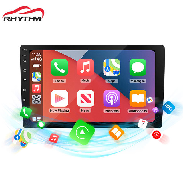 Rhythm 10.1 Inch Car Multimedia Player 1 Din GPS Wifi Touch Screen 6GB 128GB Car Play Audio Radio Backup Camera Stereo Dashboard