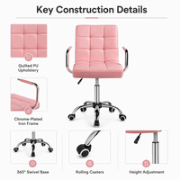 Chaise de bureau moderne avec accoudoir en cuir Pu, fauteuil de direction réglable pour ordinateur à la maison avec 360 roues pivotantes
