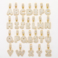 Collier Hip-hop en Zircon Glacé avec Pendentif Lettre Européen et Américain, Bijou Best-seller, Accessoire Homme