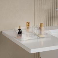 Côtelé 9 Compartiment Acrylique Maquillage Organisateur Comptoir Bijoux Rangement Présentoir Organisateur Plateau pour École Bureau Salle De Bains