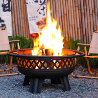 Brasero extérieur rond en fonte noire de 32 pouces pour brûler du bois avec grilles de cuisson BBQ, conception sans fumée