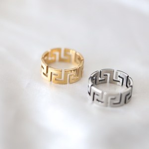 스테인레스 스틸 금도금 미로 기하학 반지, 멋진 독특한 맞춤형 방수 반지, 우아한 선물 남여 공용 - Product Image 1