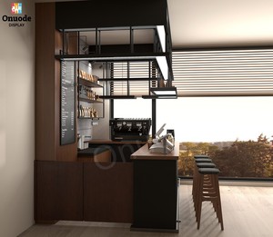 Mostrador de cafetería, muebles de <span class=keywords><strong>Bar</strong></span>, diseños de escaparate de cafetería con mostrador de exhibición de café de panadería para decoración de tienda - Product Image 6