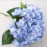 Bunga Hydrangea Sutra Buatan 5 Tangkai Grosir dengan Batang untuk Perlengkapan Toko Bunga, Dekorasi Meja, Dekorasi Pesta Pernikahan