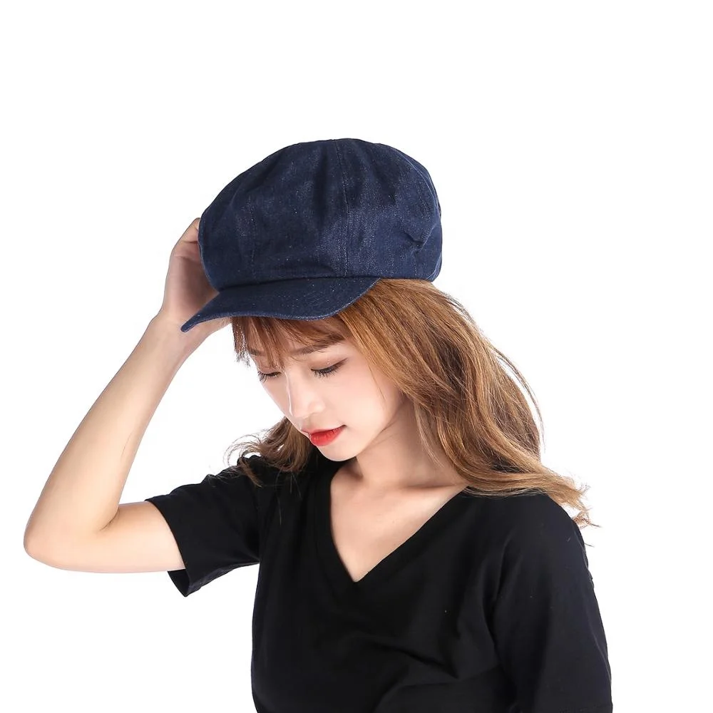 Изготовленный на заказ для взрослых; Цвет Однотонный; Из джинсовой ткани в стиле арт Кепка на осень-зиму, в Корейском стиле, модные джинсовые береты шапки