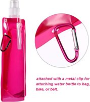 Pochette d'eau pliable légère avec logo personnalisé, sac à boisson réutilisable avec mousqueton pour la marche, la course et les événements