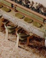 Ensemble de meubles de restaurant modernes de luxe, table de restaurant en bois massif pour cafés, pubs et hôtels, service personnalisable tout-en-un