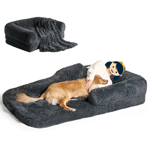 Benutzer definierte abnehmbare wasch bare feste Stoff umwelt freundliche quadratische klassische Hunde bett Anti-Rutsch-Boden Haustier Sofa Kissen tragbare Plüsch - Product Image 4