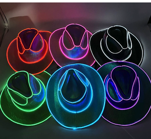 ECOPARTY, gorra de vaquero de lujo de neón hecha a mano con cable EL, superventas, sombrero de concierto de fiesta Rave Burning Man para Navidad - Product Image 1
